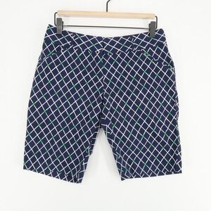 Peter Millar Shorts Womens 2 Blue Diamond Golf Casual Stretch Cotton Bermuda